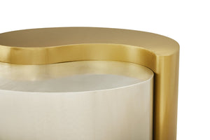 English Elm Ying Yang Modern Coffee Table - Sculptural Iron Frame In Gold & Silver, Perfect For Stylish Living Rooms G150108938-GIGA