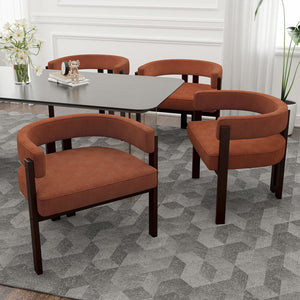 English Elm Modern Chenille Barrel Dining Chair with Padded Foam Seat, Sturdy Metal Legs, 300lb Capacity, Versatile Accent Orange W395P233458