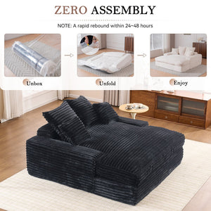 English Elm 028dr-oversized Corduroy Chaise Lounge Sleeper Chair Xxl Seat for Studio Living Gray W527S00009