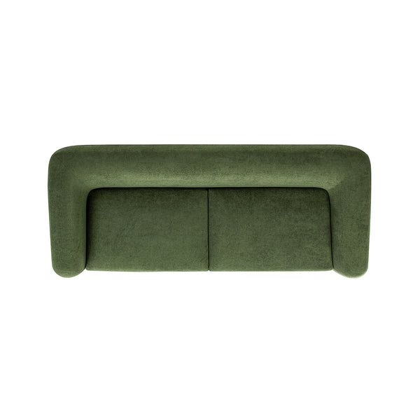 English Elm Jennifer Taylor Home - Alpine 90.5" Sherpa Sofa in Moss Green Teddy Fleece — Deep 24" Seat, Removable Cushions, Oak Legs B2719P280162