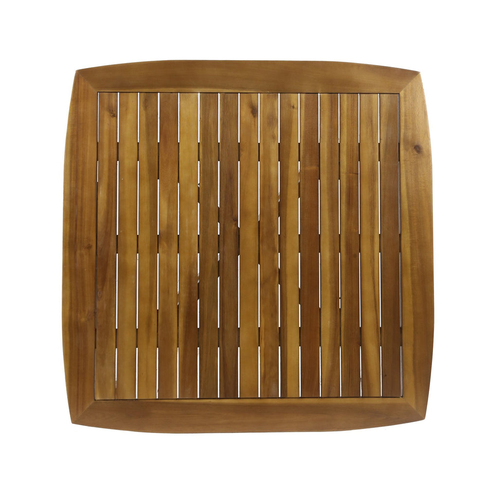 English Elm Christopher Knight Home® - Outdoor Riemer Square Dining Table with Cross-Leg Base, Teak Finish, Water-Resistant Durable Design 62798.00