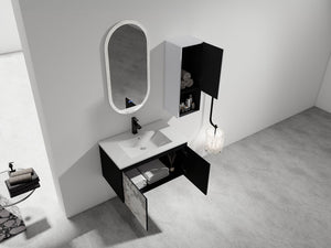 English Elm 30" Wall-Mounted Bathroom Vanity Set With Ceramic Sink, Soft-Close Doors & Ample Storage Solution W999S00331