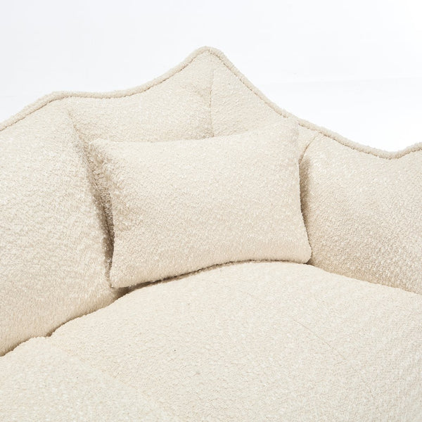 English Elm Soft Plush Foam Beanbag Chair for Two People, Square Recliner Sofa With Superfiber Comfort Embrace Beige W1996P252271