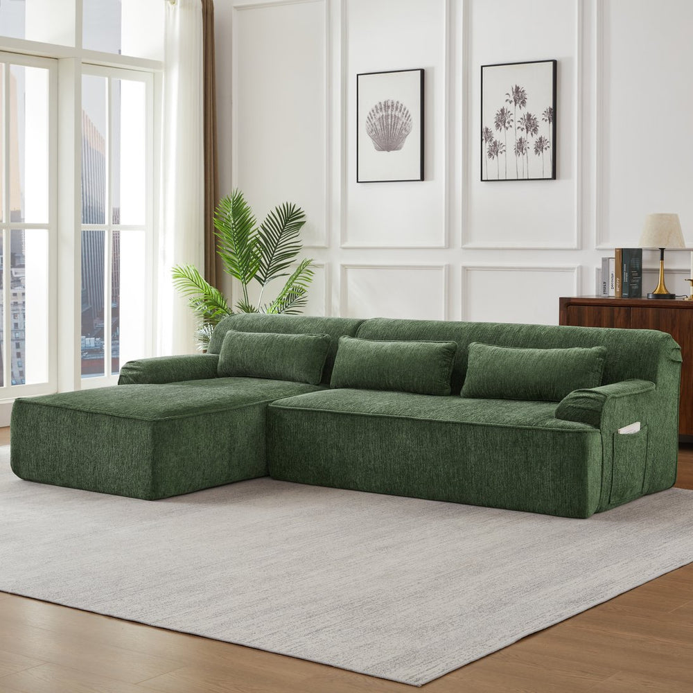 English Elm Chenille L-Shape Oversized Sofa - Plush, No Assembly Minimalist Couch For Living Rooms & Apartments W2339S00068
