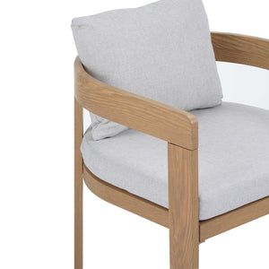 English Elm Christopher Knight Home® - Elko Teak-Finish Aluminum Dining Chairs Set of 2 with Light Gray Cushions, Weather-Resistant Comfort N775P210128T