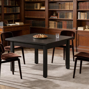 English Elm Mid-sized Square Dining Table Cracked Oak Rustic Brown Finish Seats Four Compact T3971P450363