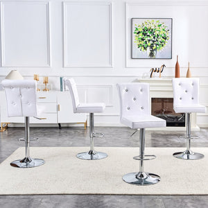 English Elm A Set of 2 Glam Faux Alligator Pvc Barstools with Crystal Buckle Detail White W1512P491871