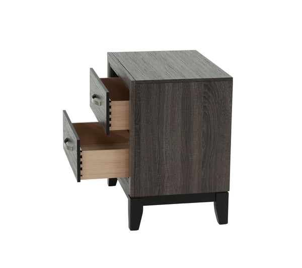 English Elm Bedroom Rustic Grey Oak Nightstand 2-Drawer Pine Bedside Table 24x16x25" Simple Stylish Storage for Lamps & Organized Rooms B011P248055
