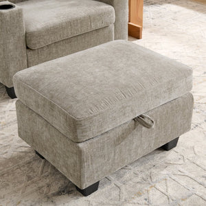 English Elm Single Chenille Manual Recliner with Usb Port Hidden Storage Ottoman and Cup Holders Brown W487P423653
