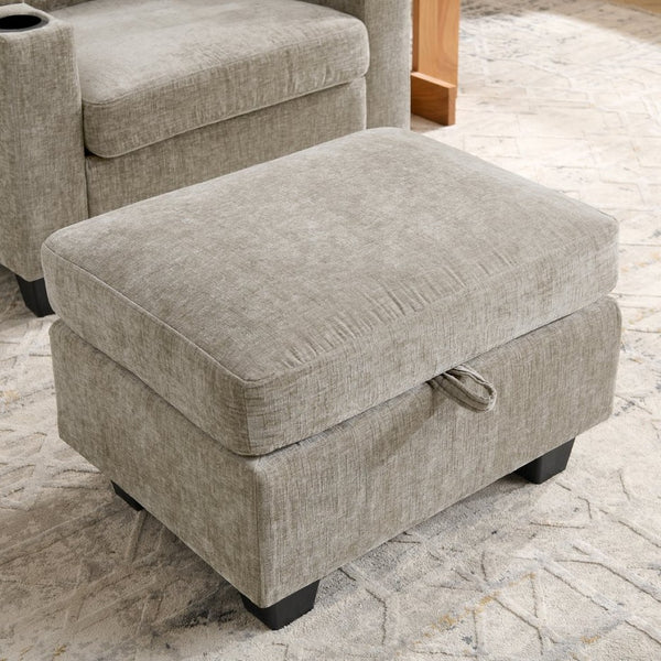 English Elm Single Chenille Manual Recliner with Usb Port Hidden Storage Ottoman and Cup Holders Brown W487P423653