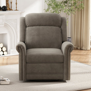English Elm Christopher Knight Home® - 360° Swivel Recliner Plush Velvet Manual Rocker with Infinite Recline Support for Living Room Comfort Light Brown N763P202666F