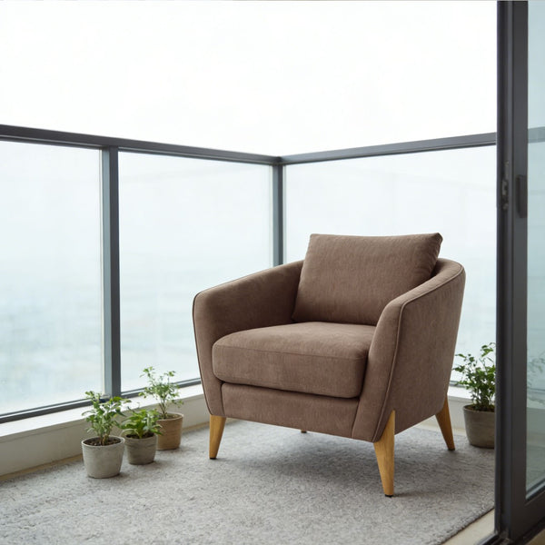 English Elm Accent Armchair Upholstered Low Profile Reading Chair with Lumbar Pillow Modern Living Room Seat Brown W2308P462647
