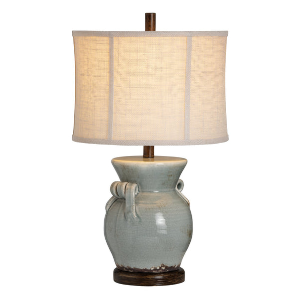 Crestview Collection 24.75"H Rustic Ceramic Table Lamp With Antique Charm, Oatmeal Shade & Versatile 3-way Socket   Cvap2908