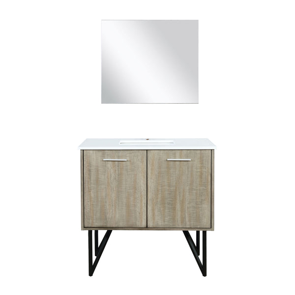 English Elm Rustic Acacia Bath Vanity 36 in w/ Cultured Marble Top, Soft-Close Doors, Mirror & Spacious Storage B2731S01511