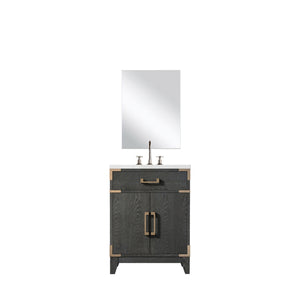 English Elm Black Oak Single Bath Vanity Set With Acrylic Countertop, Mirror & Faucet - Compact & Stylish Design B2731S02215