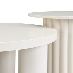 English Elm VIBE Modern Roman Column Coffee Table Set of 2 — Sculptural Round Tables, Stackable, Stable Design SJ000136AAK