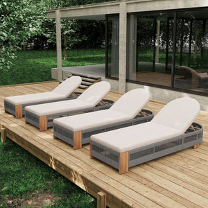 English Elm Christopher Knight Home® - Outdoor Acacia Wood Adjustable Lounge Chair Set Of 4 - Stylish, Durable, And Perfect For Any Space! N770P298695G004