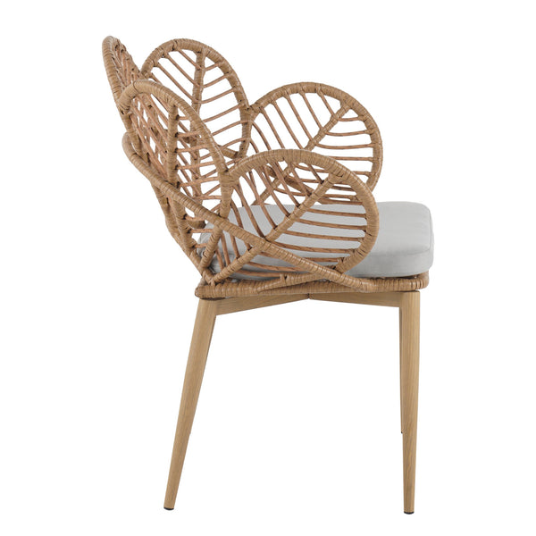 English Elm Christopher Knight Home® - Kirk Outdoor Wicker Peacock Papasan Chairs Set of 2 — Teak Legs, Light Brown PE Rattan, Beige Cushion, UV‑Resistant Comfort N775P271976B