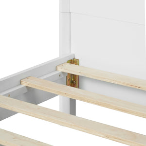 English Elm Pine Solid Wood King Bed Matte Finish Platform Frame Tall Headboard No Box Spring White N770PK291028K