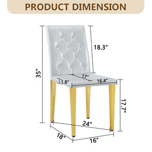 English Elm 4-piece Brown Suede Dining Chair Set with Tufted Back and Walnut Metal Legs Gold,Light Gray W1151P361185