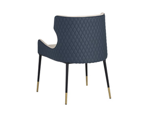 Sunpan Gianni Dining Chair - Elegant Faux Leather Upholstery with Diamond Stitching and Gold Accents Dillon Cream / Dillon Thunder