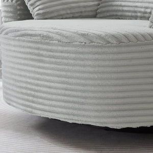English Elm Swivel Barrel Accent Chair Chenille Tufted Round Club Seat for Living Room Lounge Light Grey N719S002320R