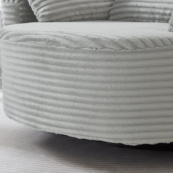 English Elm Swivel Barrel Accent Chair Chenille Tufted Round Club Seat for Living Room Lounge Light Grey N719S002320R