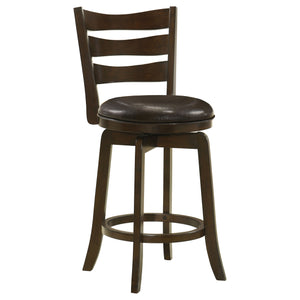 English Elm Fenster Dark Brown Swivel Bar Chair - Elegant Slat-Back Design, Comfortable Foam-Padded Seat, Durable Wood B062P299937