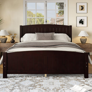 English Elm Queen Solid Wood Platform Bed Frame with Strong Support Slats, No Box Spring Needed, Modern White Finish Espresso W1580P374313