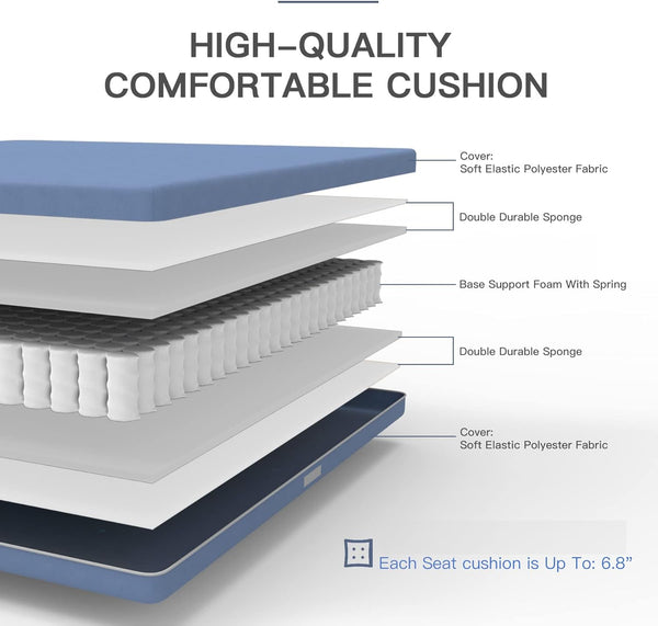 English Elm Outdoor 7-Piece Patio Dining Set With Swivel Chairs & Removable Navy Cushions For Ultimate Comfort W1859S00114