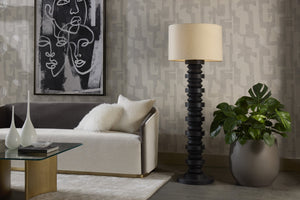 Sunpan Capo Floor Lamp - Elegant Wood Base with Stylish Finish, Perfect for Modern Home Décor & Lighting Black