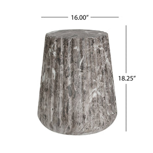 English Elm Christopher Knight Home® - Outdoor Carved Side Table - Modern Lightweight Concrete Pedestal For Indoor & Outdoor Elegance N773P283510B