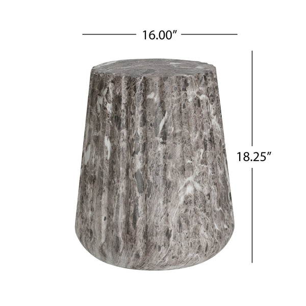 English Elm Christopher Knight Home® - Outdoor Carved Side Table - Modern Lightweight Concrete Pedestal For Indoor & Outdoor Elegance N773P283510B