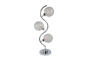 English Elm Elegant Crystal Globe Table Lamp with Triple Crystal Shades, Wavy Chrome Frame, Touch Dimmer, 32" tall B080P323126
