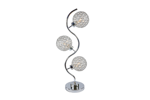 English Elm Elegant Crystal Globe Table Lamp with Triple Crystal Shades, Wavy Chrome Frame, Touch Dimmer, 32" tall B080P323126
