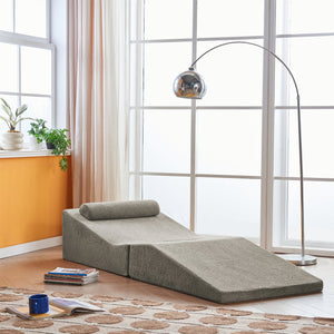 English Elm High-Density Pure Sponge Sofa Foldable Tatami Lounger Velvet Foam Seat Portable Sofa Bed for Small Spaces Gray W1765P342020