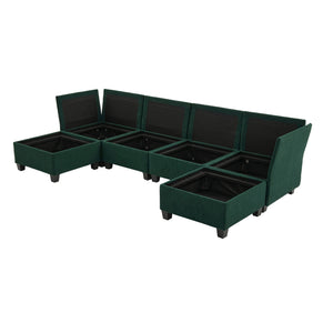 English Elm UNITED Modular 6-Seat Sectional Sofa with Removable Ottoman, Storage Compartments, Convertible Comfort Emerald W1568S00244
