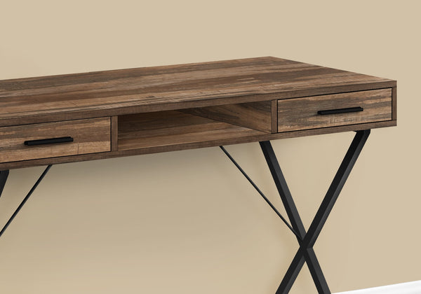 English Elm Computer Desk For Home Office, Modern 42" Space-Saving Design With Storage Drawers & Shelf B2710P219955