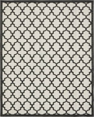 Unique Loom Outdoor Trellis Tulsa Machine Made Geometric Rug Black, Ivory 8' 0" x 10' 0"