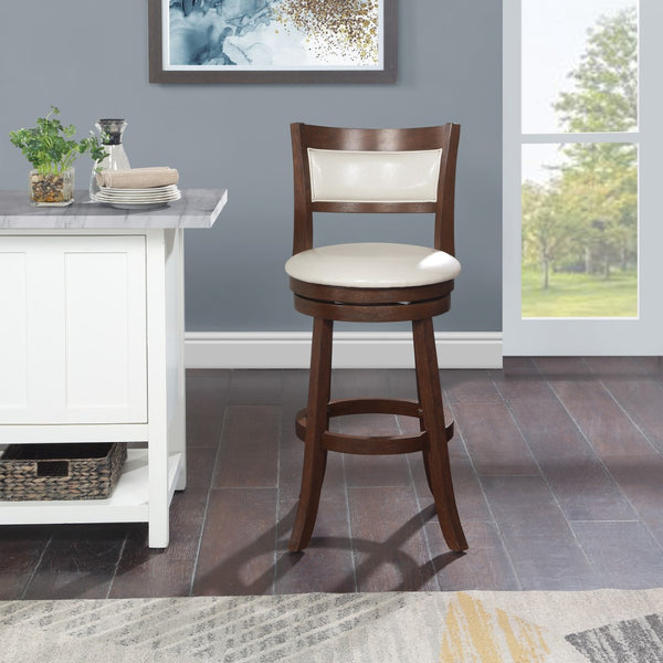 OSP Home Furnishings Swivel Stool 30" Cream / Dark Walnut Finish