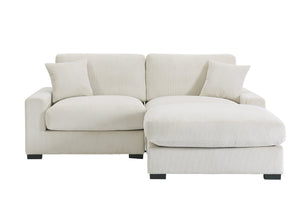 English Elm Modular Sectional Sofa with Corduroy Upholstery, 5-Seater Oversized Convertible L/U Shape, Cloud-Like Comfort and Easy Assembly Cream B205S00011