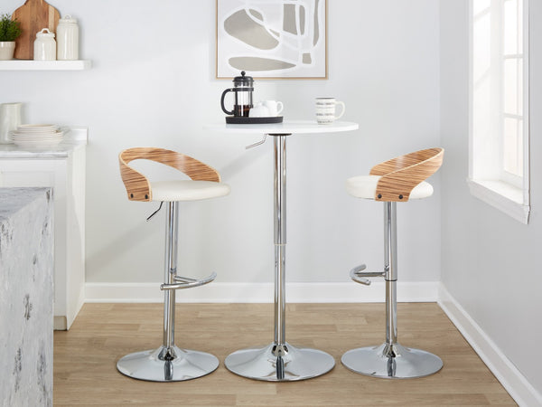 English Elm Adjustable Swivel Barstools Set of 3 Chrome Base Natural Wood Green Fabric Seat Chrome,White B202S02034
