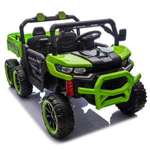 English Elm 24v Two Seat Kids Electric Dump Truck Six Wheel 4wd Utv with Parental Remote Green W1578P268992
