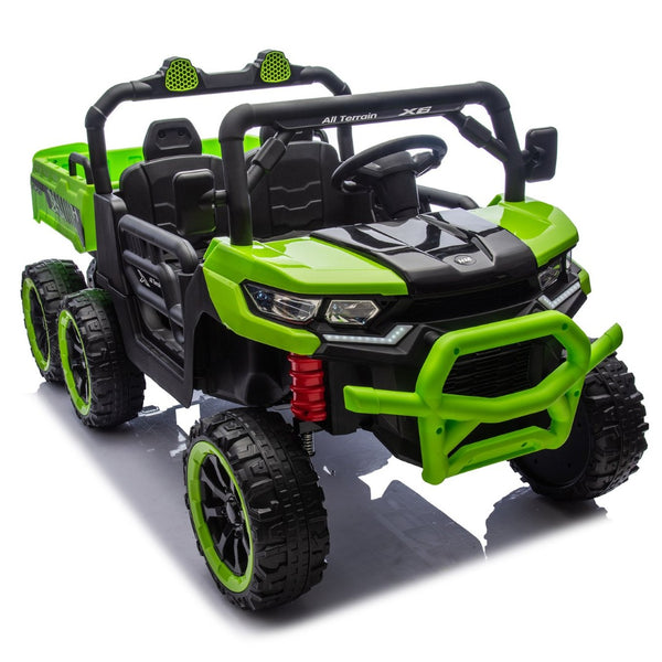 English Elm 24v Two Seat Kids Electric Dump Truck Six Wheel 4wd Utv with Parental Remote Green W1578P268992