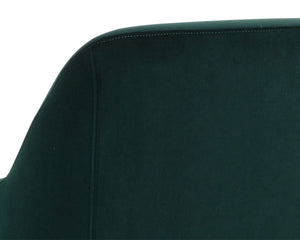 Sunpan JAIME Lounge Chair - Elegant Meg Dark Emerald Upholstery with Gold Base for Modern Living Spaces 109568