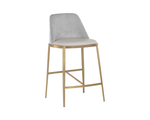 Sunpan Dover Luxurious Faux Leather Barstool with Sleek Brushed Gold Steel Legs for Contemporary Spaces Napa Stone / Polo Club Stone
