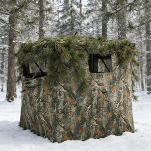 English Elm All-weather Pop up Hunting Blind with 270 Degree See Through Mesh Maple Camo T3971P486715