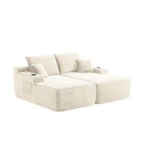 English Elm New1-69" Cloud Sectional Plush Fabric Double Chaise Sofa Deep Seat Modern Lounge W3975P500747