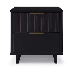 English Elm Granville 18" Black Nightstand – Chic 2-Drawer Design With Glam Gold Handles & Modern Style B365P398527