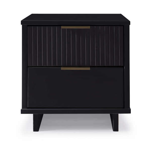 English Elm Granville 18" Black Nightstand – Chic 2-Drawer Design With Glam Gold Handles & Modern Style B365P398527
